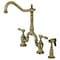 Kingston Brass KS7753TALBS Bridge Kitchen Faucet with Brass Sprayer, Antique Brass KS7753TALBS - alternate 1